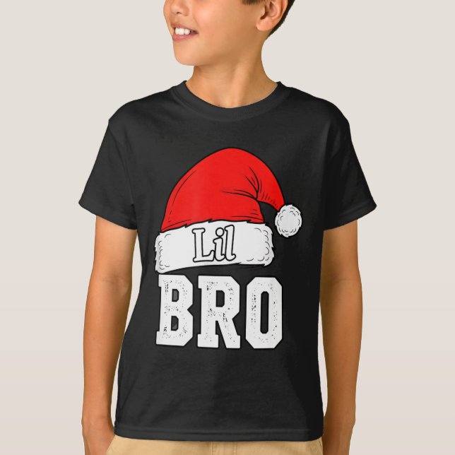 Camiseta Brother Lil Bro Santa Hat Christmas Little Brother (Frente)