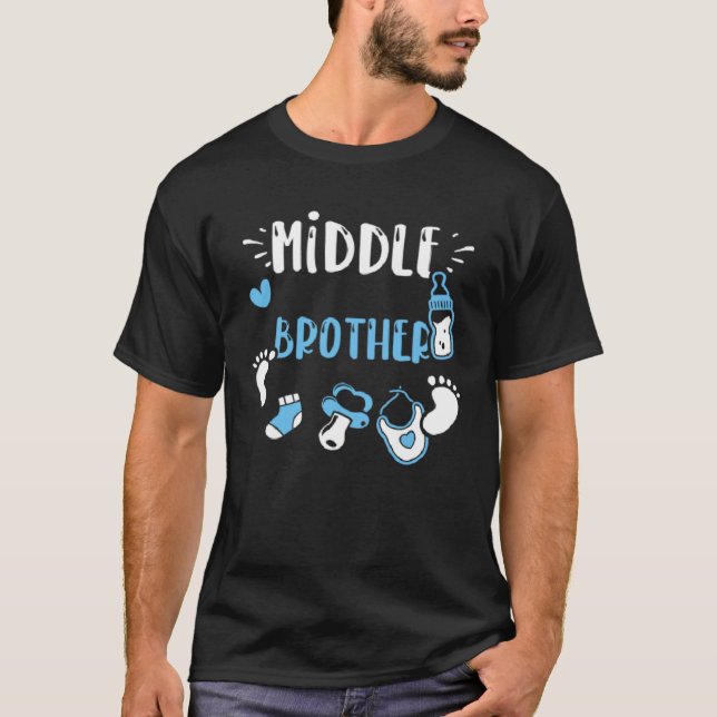 Camiseta Brother Middle Brother  Baby Boy Sayings (Frente)