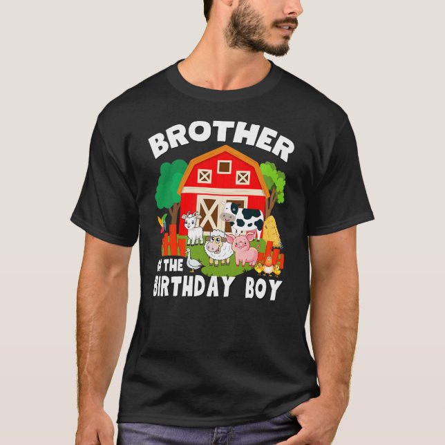 Camiseta Brother Of The Birthday Boy Farm Animal Theme Fami (Frente)