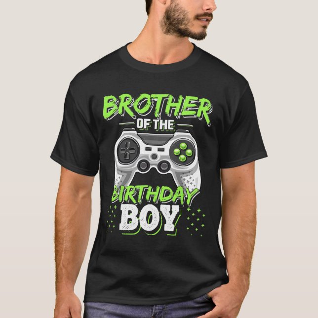 Camiseta Brother Of The Birthday Boy Matching Video Game Bi (Frente)