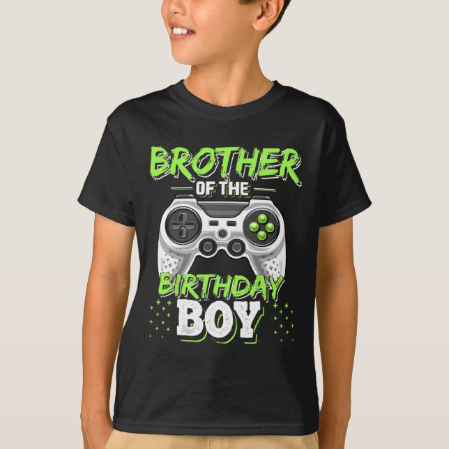 Camiseta Brother Of The Birthday Boy Matching Video Game Bi (Frente)
