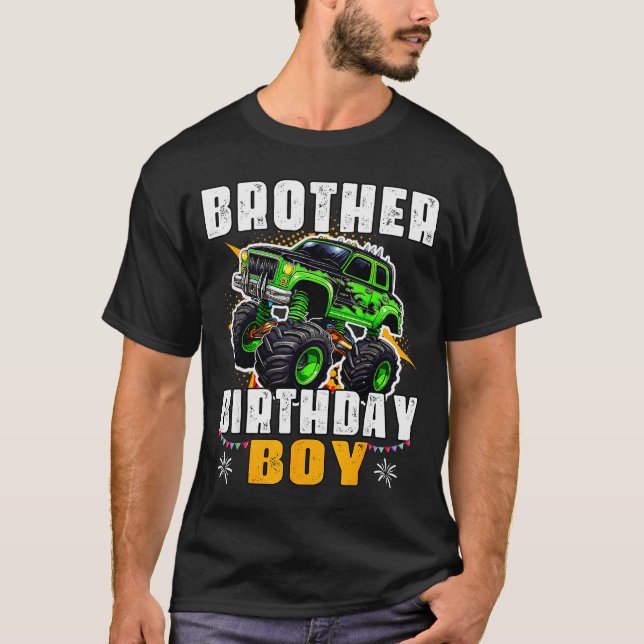 Camiseta Brother Of The Birthday Boy Monster Truck Family M (Frente)
