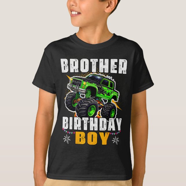 Camiseta Brother Of The Birthday Boy Monster Truck Family M (Frente)