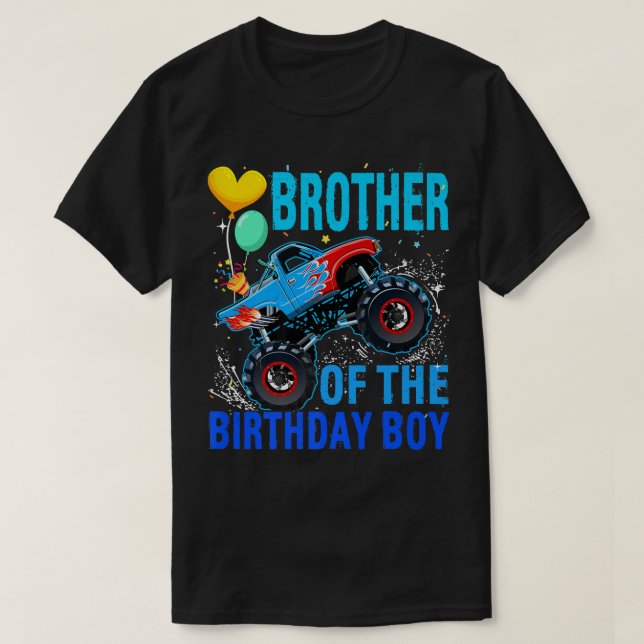 Camiseta Brother Of The Birthday Boy Racing Monster Truck F (Frente do Design)