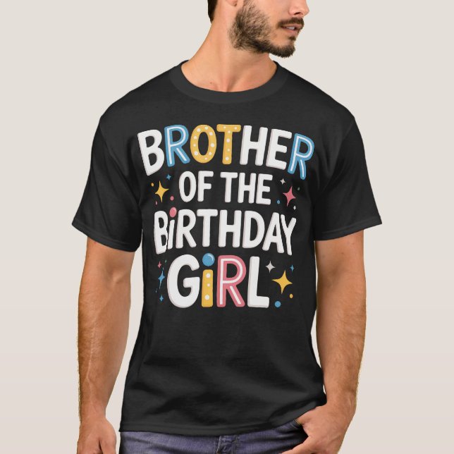 Camiseta Brother Of The Birthday Girl Pink Family Party (Frente)
