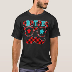 Camiseta Brother Red Xadrez Óculos bigode Feliz Pai