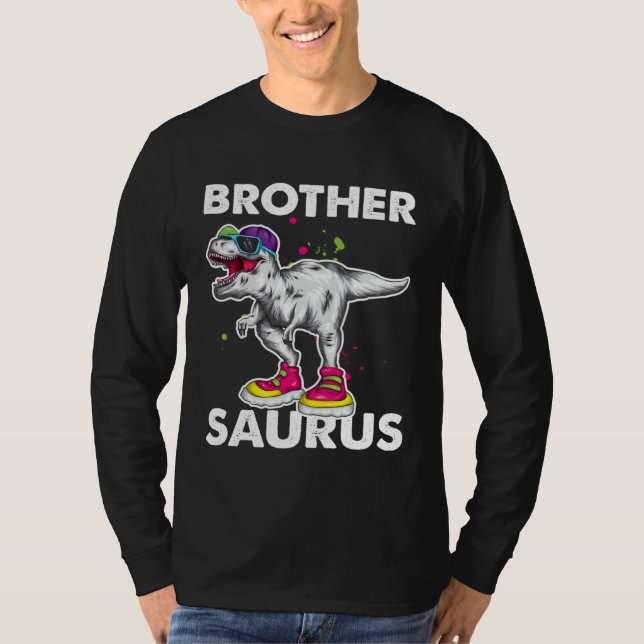 Camiseta Brother Saurus  Boys Rex Bday Party Dinosaur (Frente)