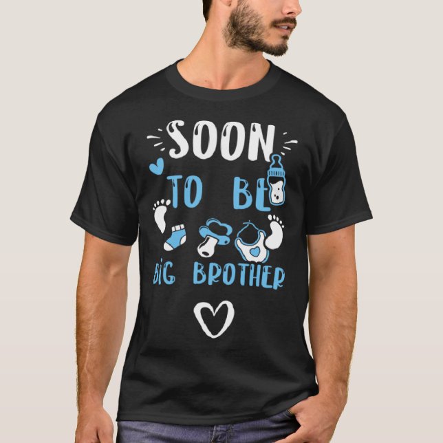 Camiseta Brother Soon To Be Big Brother  Baby Boy Sayings (Frente)