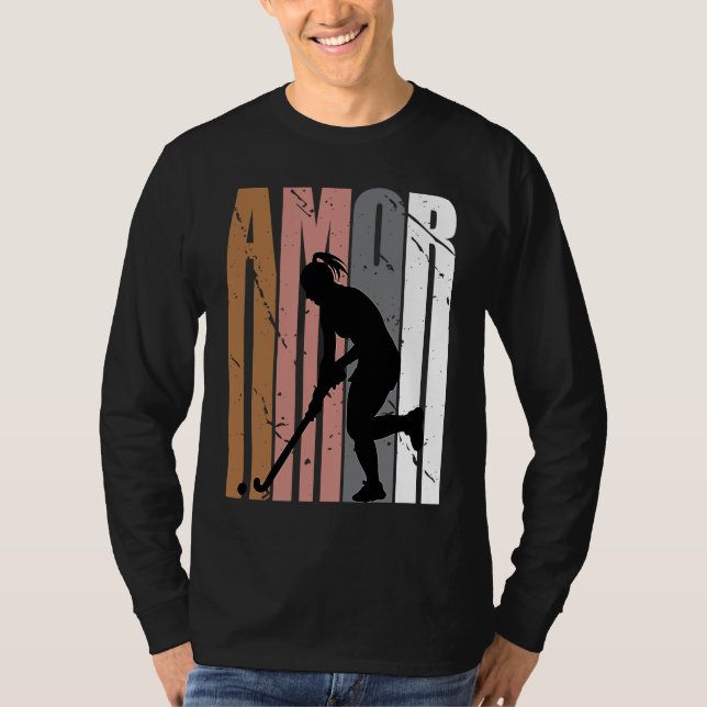 Camiseta Brown Amor Hockey Motivational Girls Teen Teenager (Frente)