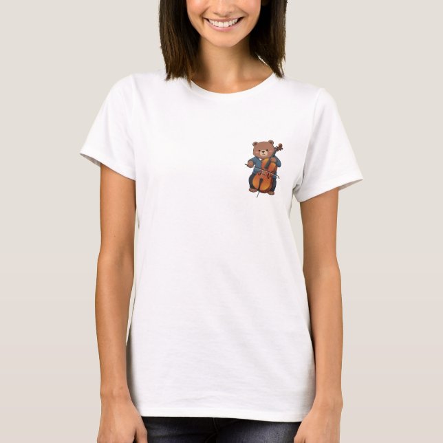 Camiseta Brown Bear Musician Playing Cello (Frente)
