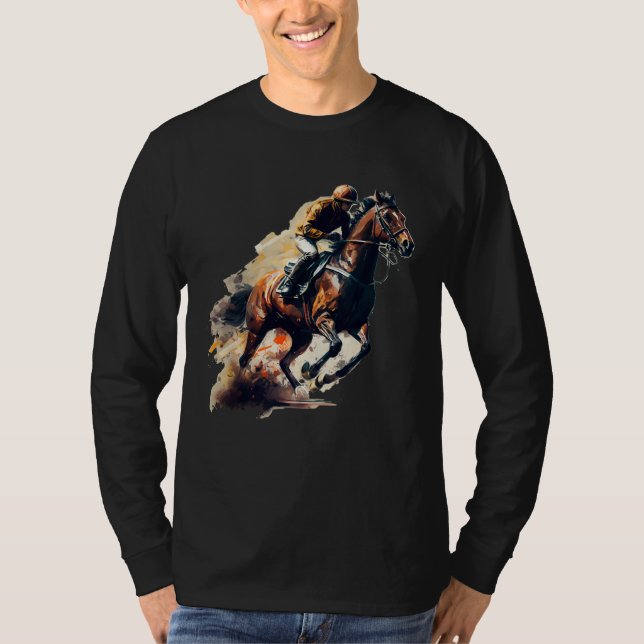 Camiseta Brown Blaze  Horse and Jockey Racing (Frente)