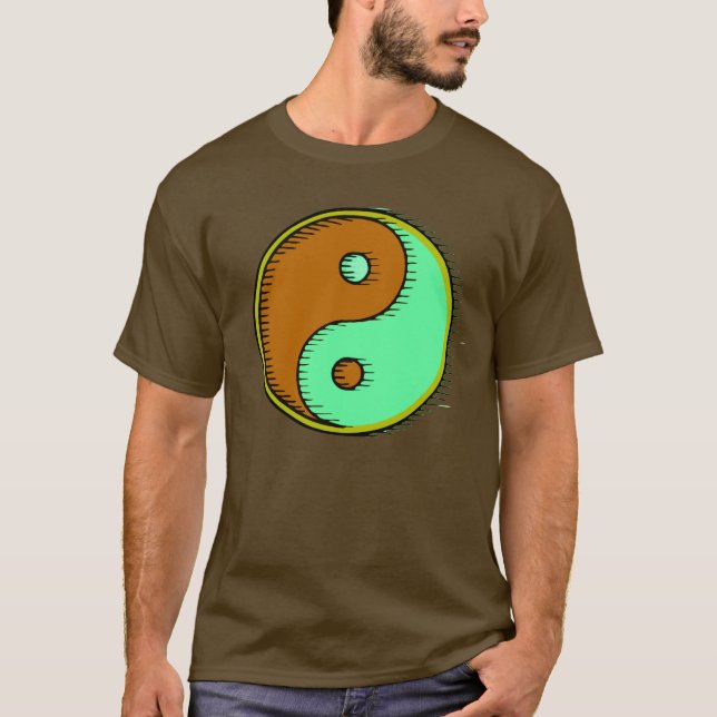 Camiseta Brown Green Windblown Yin Yang (Frente)