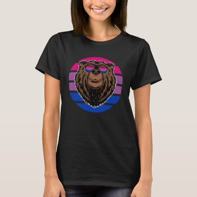Camiseta Brown Grizzly Bear Bisexual Pride Flag Nature Adve (Frente)