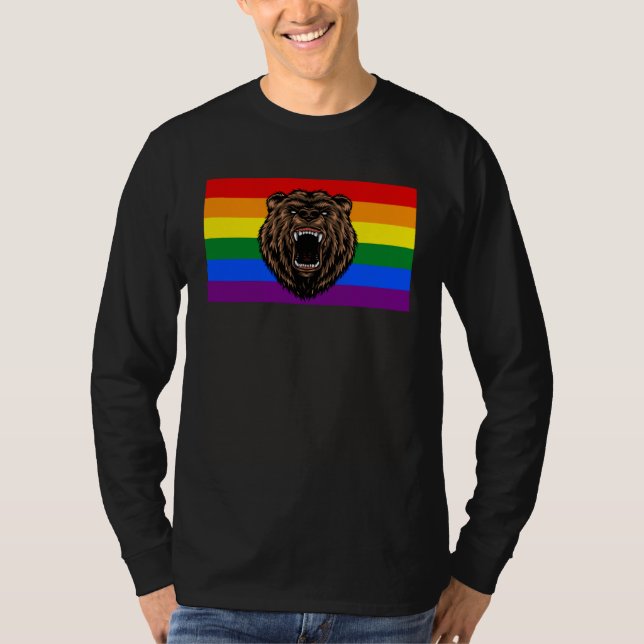 Camiseta Brown Grizzly Bear Love Gay Pride Flag Wild Forest (Frente)