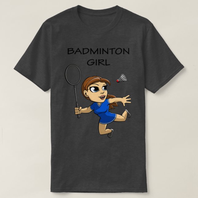 Camiseta Brown Haired Badminton Girl é proprietária do Trib (Frente do Design)