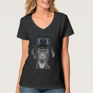 Camiseta Brown Labrador Retriever Vestindo Vintage Motorcyc