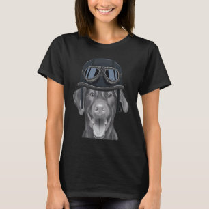 Camiseta Brown Labrador Retriever Vestindo Vintage Motorcyc