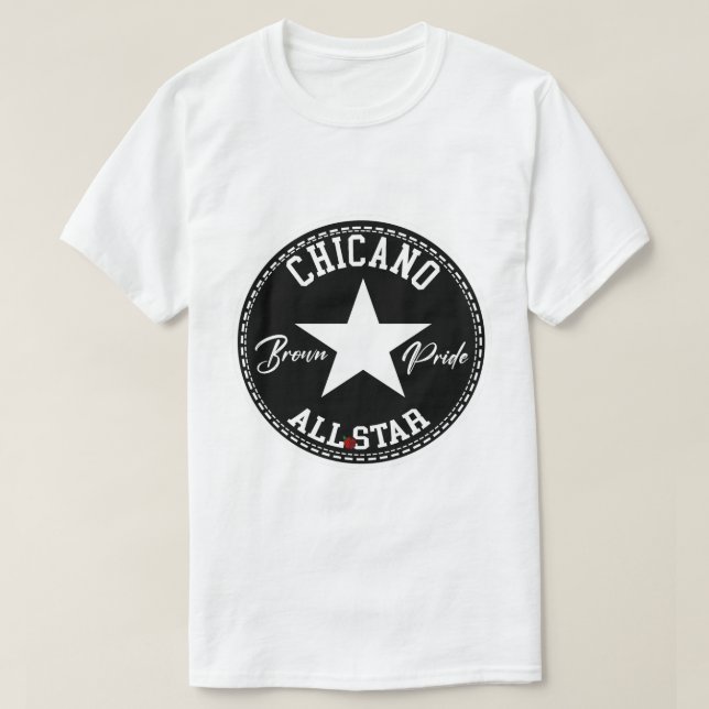 Camiseta Brown Pride de Chicano com estrela (Frente do Design)