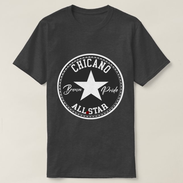 Camiseta Brown Pride de Chicano com estrela (Frente do Design)