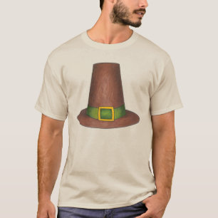 Camiseta Brown Puritan Pilgrim Hat Feliz Ação de Graças