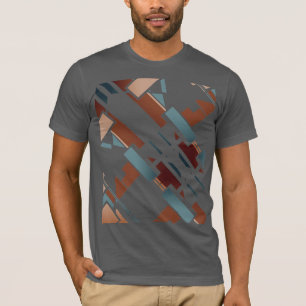 Camiseta Brown Teal Beige Diagonal Southwest Art Look Motif