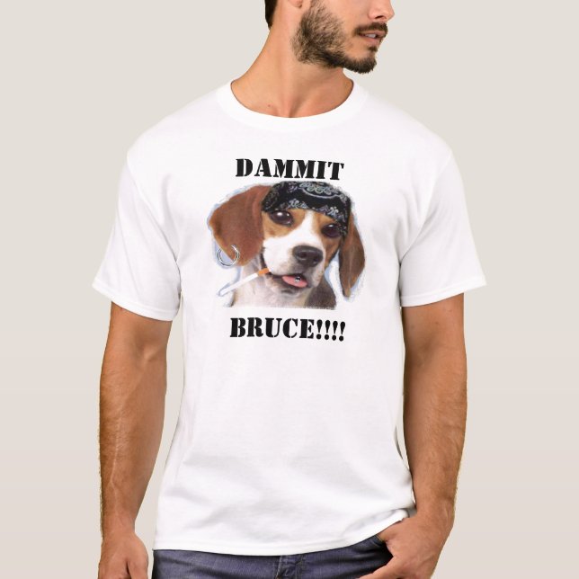 Camiseta Bruce o cão engraçado (Frente)