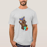 Camiseta Bruce os alces de Chanukah<br><div class="desc">não não tem nada em Bruce!  Verificação geral Bruce os alces de Hanukkah que saltam sobre seu dradle,  balançando seus antlers do menorah e sua colar do ouro da estrela de David.  Tshirt impressionante do feriado.  Chanukah feliz!</div>