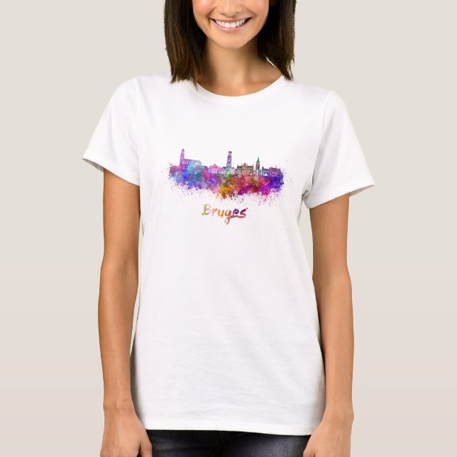 Camiseta Bruges skyline in watercolor (Frente)