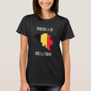 Camiseta Brugge Belgium Vintage Bélgica Flag Map Design