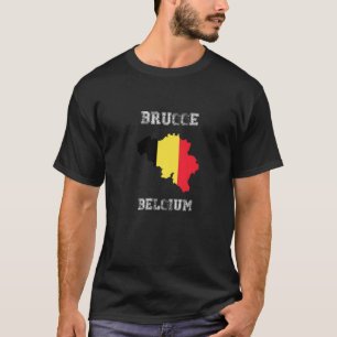 Camiseta Brugge Belgium Vintage Bélgica Mapa de Sinalizador