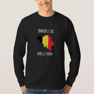 Camiseta Brugge Belgium Vintage Bélgica Mapa de Sinalizador