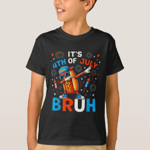 Camiseta Bruh 4 de Julho Meninos Crianças Cachorro Quente E