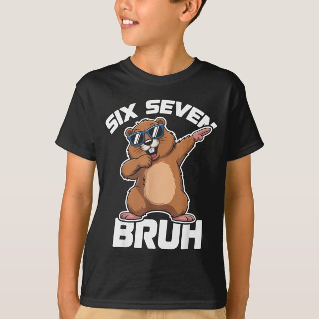 Camiseta Bruh 67 Funny Groundhog 6-7 Meme Pyjamas Boys Girl (Frente)