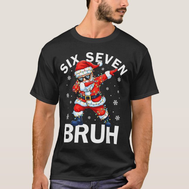 Camiseta Bruh 67 Six Seven Santa Dabbing Christmas Meme Boy (Frente)
