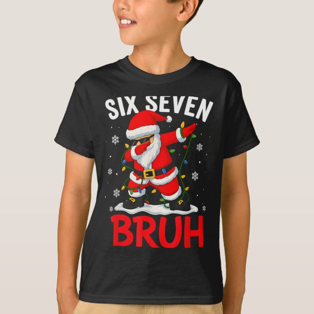 Camiseta Bruh 67 Six Seven Santa Dabbing Christmas Meme Boy (Frente)
