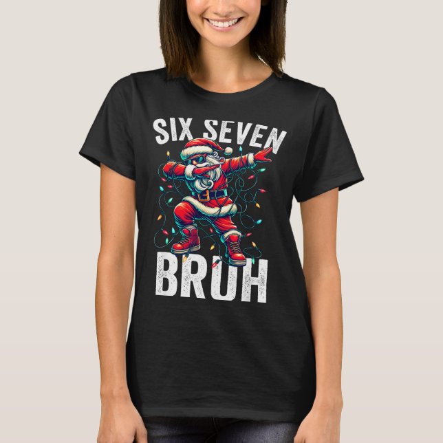Camiseta Bruh 67 Six Seven Santa Dabbing Christmas Meme Boy (Frente)