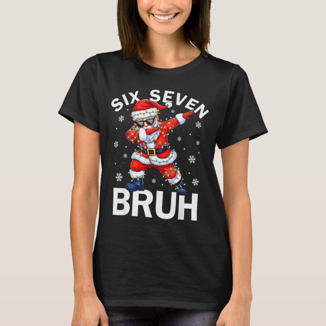Camiseta Bruh 67 Six Seven Santa Dabbing Christmas Meme Boy (Frente)