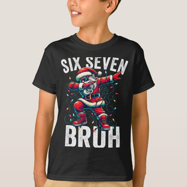 Camiseta Bruh 67 Six Seven Santa Dabbing Christmas Meme Boy (Frente)