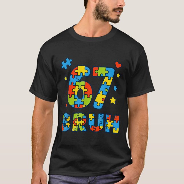 Camiseta Bruh 6 7 Funny Six Seven Autism Awareness Kids Tea (Frente)