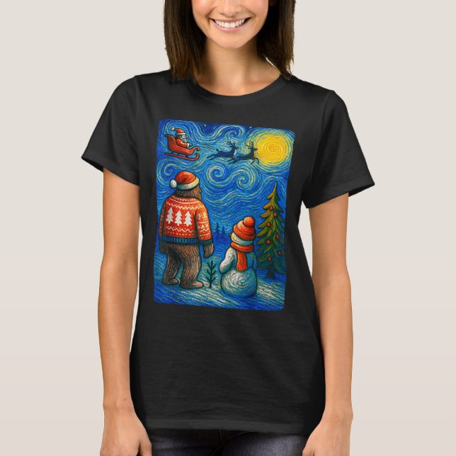 Camiseta Bruh Bigfoot Snowman Starry Night Christmas Xmas M (Frente)