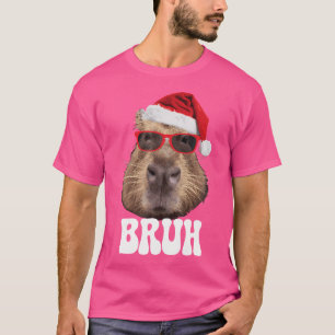 Camiseta Bruh Capybara Funny Santa Hat Boné de Natal