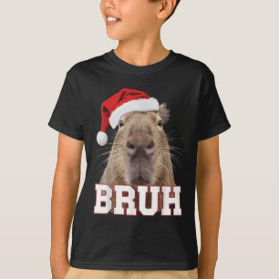 Camiseta Bruh Capybara Funny Santa Hat Boné de Natal