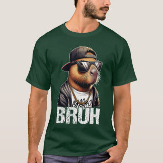 Camiseta Bruh Capybara Sunglasses Boys Mens Funny Capybara