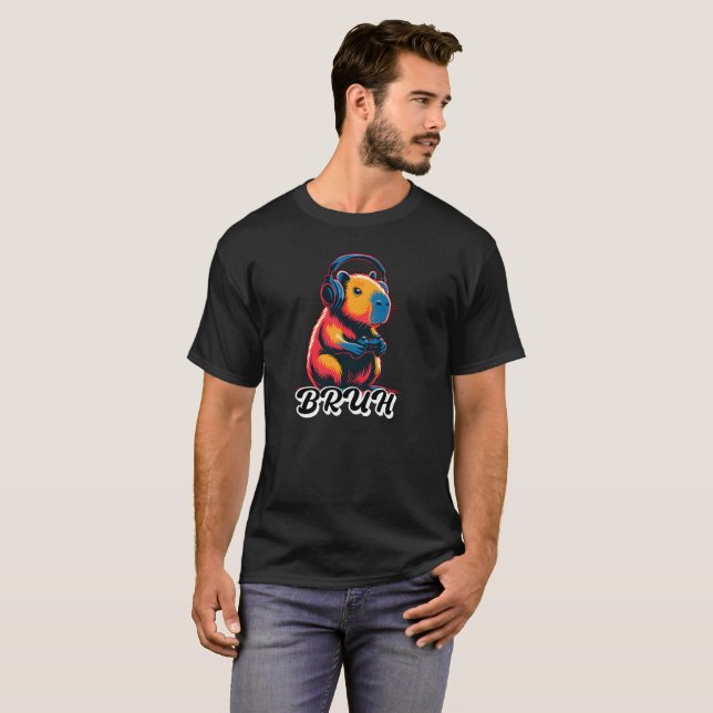 Camiseta Bruh Capybara Video Game for Gamers (Frente Completa)