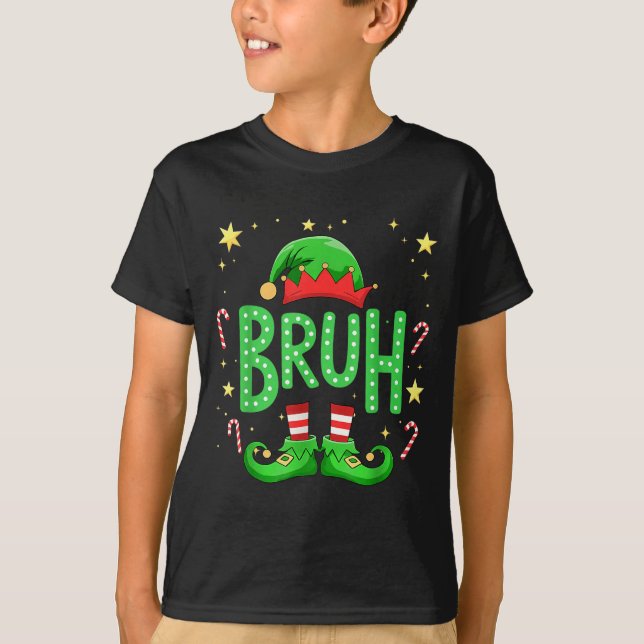 Camiseta Bruh Christmas Elf Funny Xmas Kids Boys Christmas  (Frente)