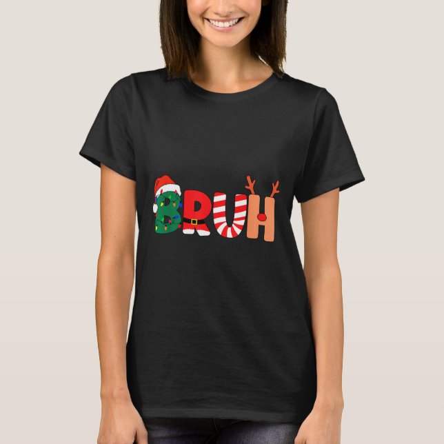 Camiseta Bruh Christmas Shirt Teens Boys Xmas Kids Funny Ch (Frente)