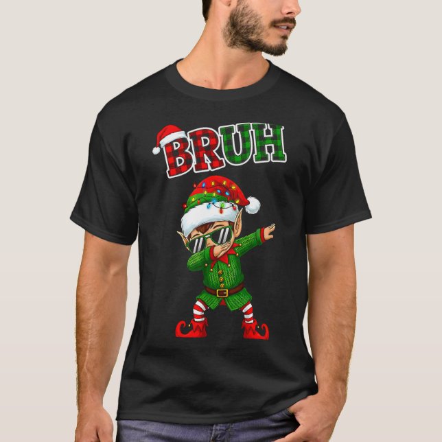 Camiseta Bruh Dabbing Elf Funny Kids Years Pajamas Christma (Frente)