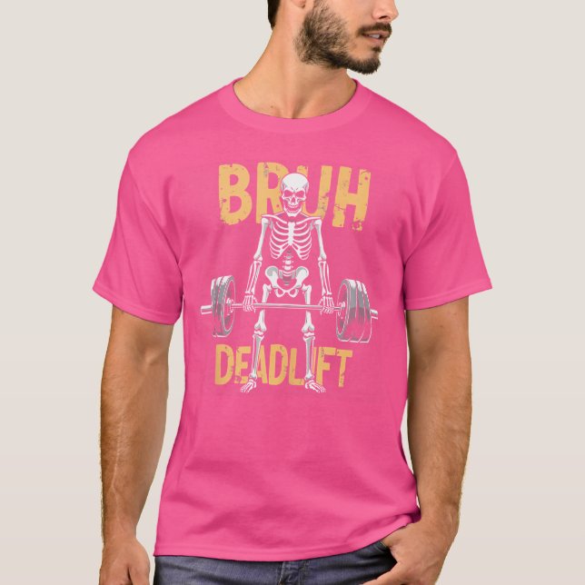 Camiseta Bruh Deadelevador Dia de as Bruxas engraçado Skele (Frente)