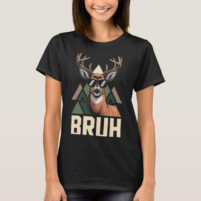 Camiseta Bruh Deer Funny Deer Hunting Camo Hat Youth Kids S (Frente)