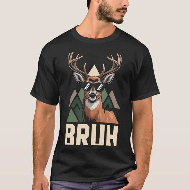 Camiseta Bruh Deer Funny Deer Hunting Camo Hat Youth Kids S (Frente)